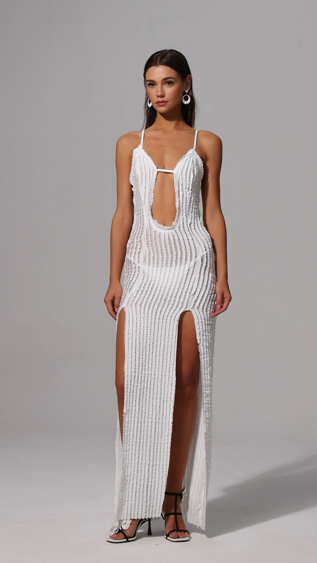 Xlyia Halter Hollow Out High Slit Maxi Dress