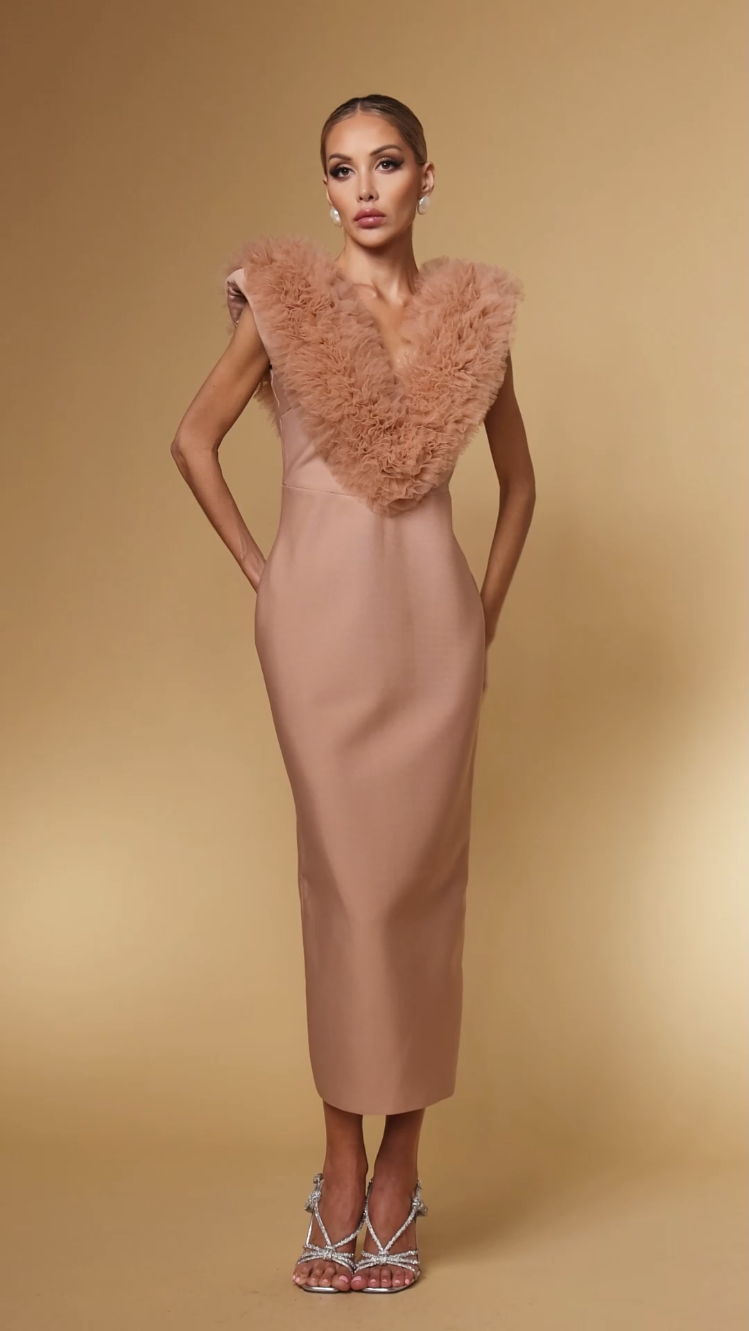 Vikare Chic Contour Tulle Bandage Maxi Dress