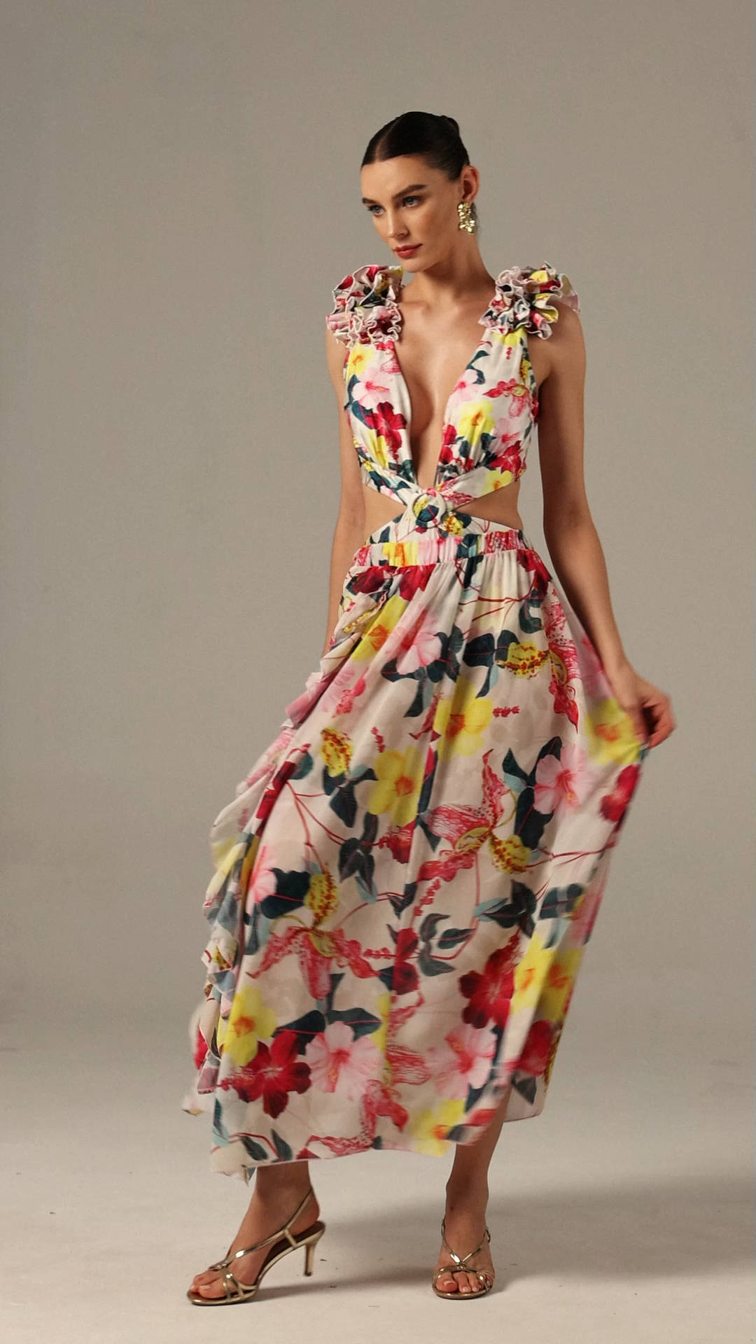 Tinnie Deep-V Folds Swimwear Two-Piece Set