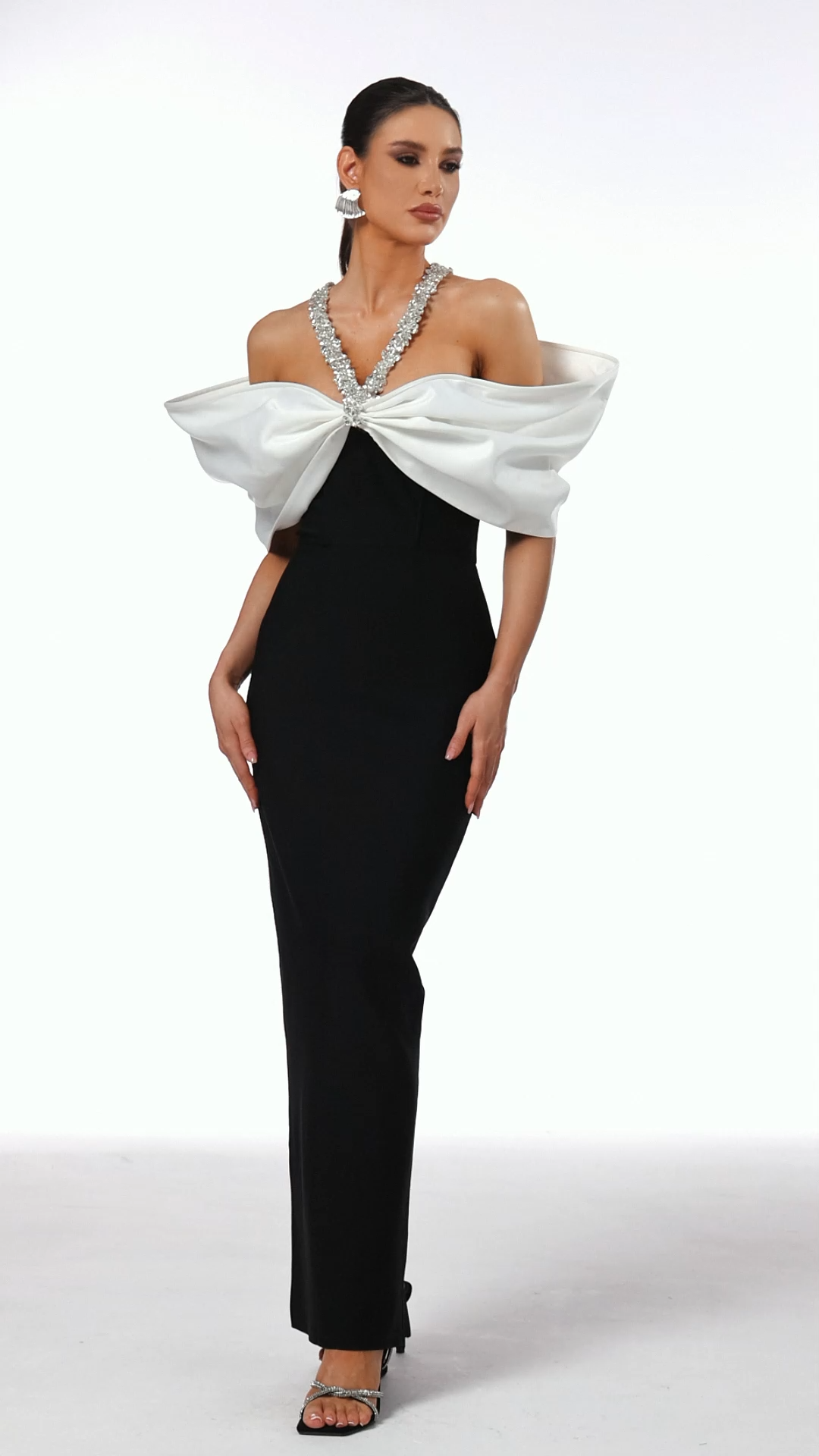 Lucifa Halter Sleeveless Bow Diamond Ribbon Bandage Maxi Dress