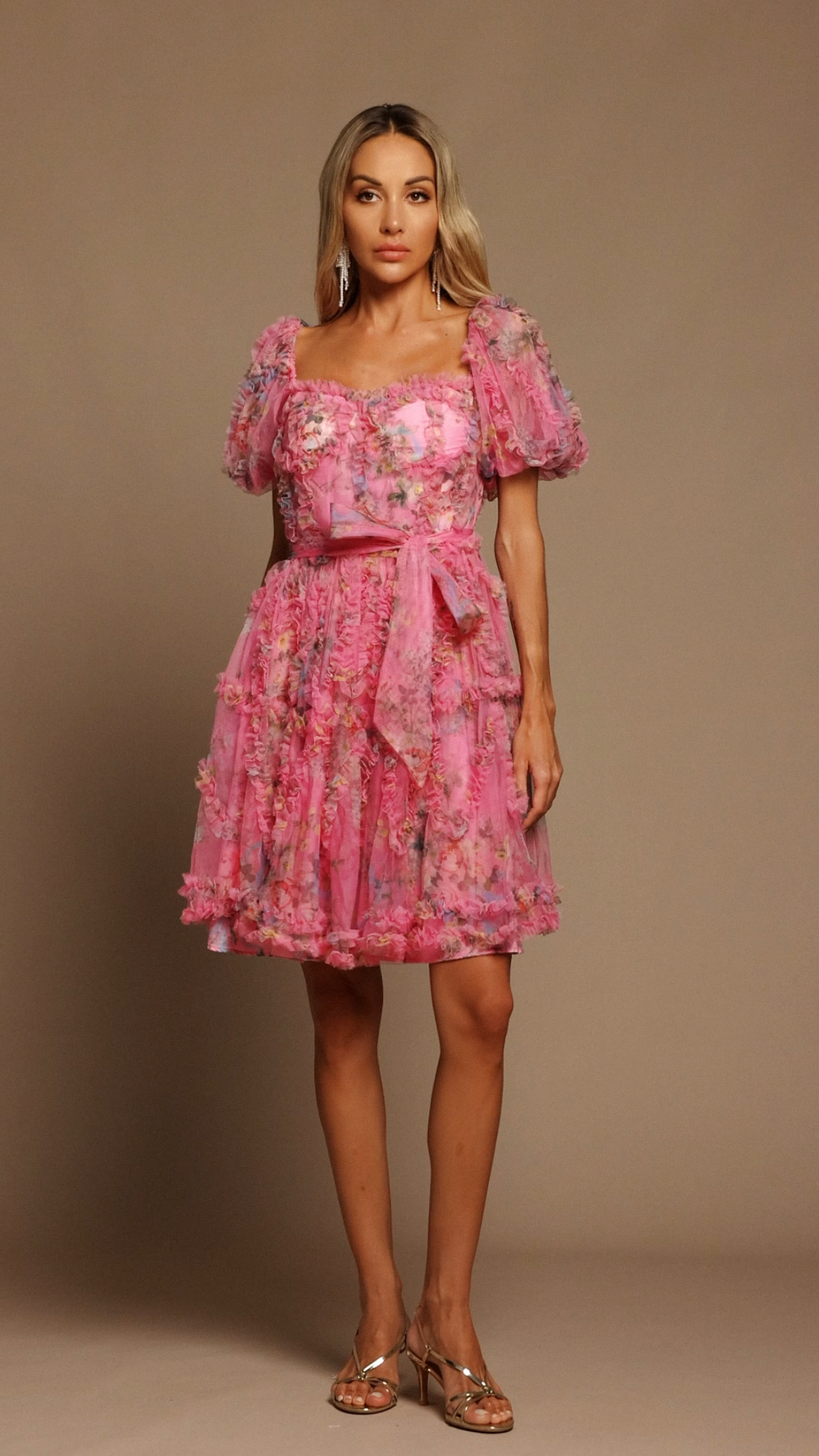 Parry Puff Sleeves Floral Printed Mini Dress