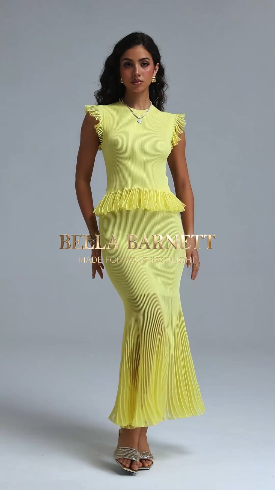 Debra Romantic Contour Ruffle Knit Top and Skirt Two Piece Set