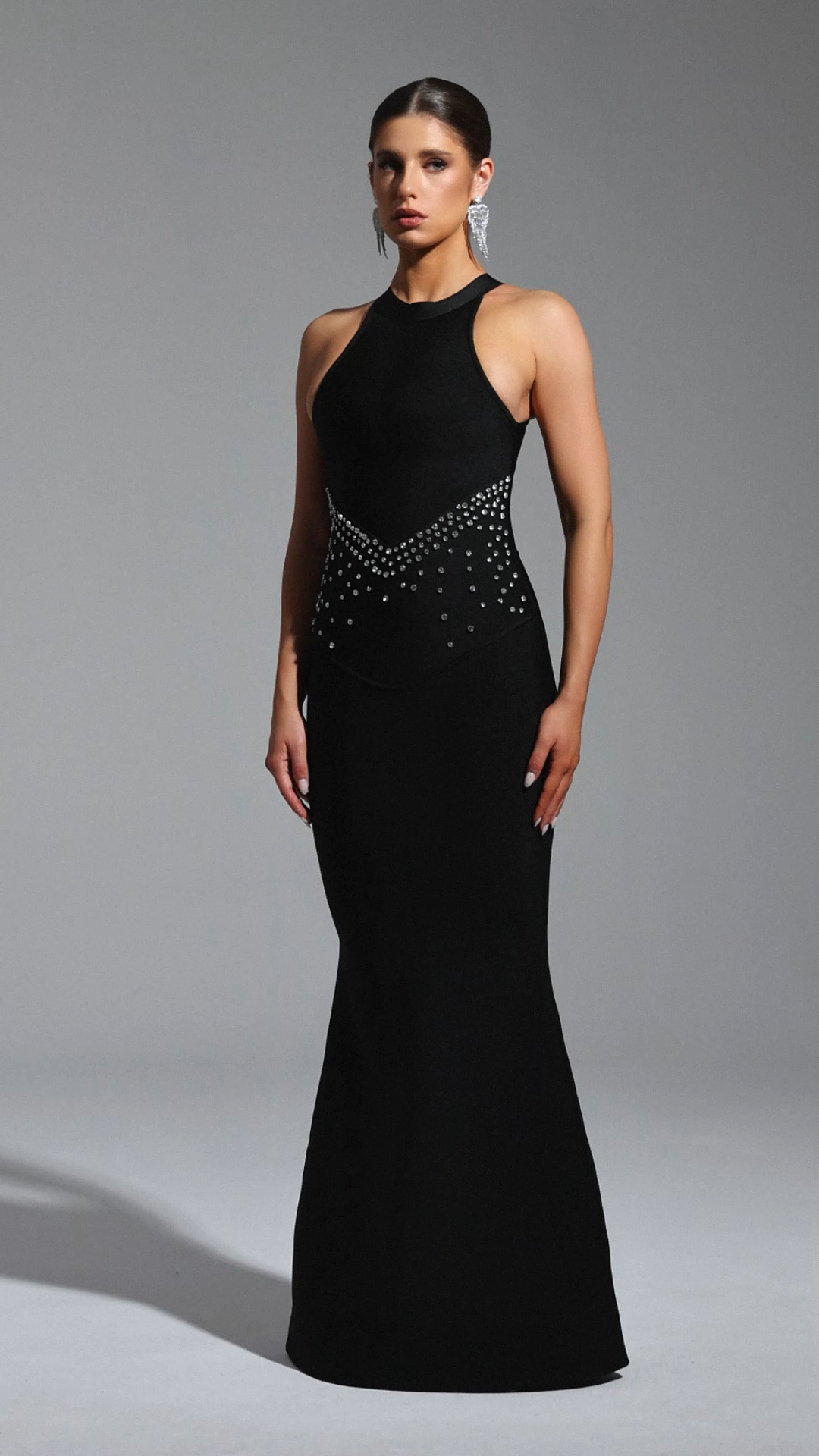 Sarly Bandage Halter Fishtail Maxi Dress