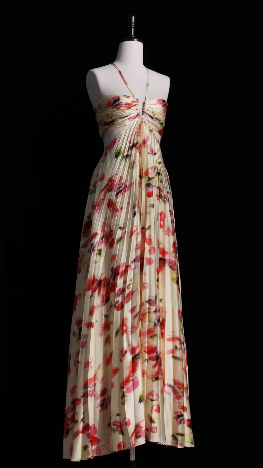 Huresa Halter Sleeveless V-Neck Hollow Out Maxi Dress