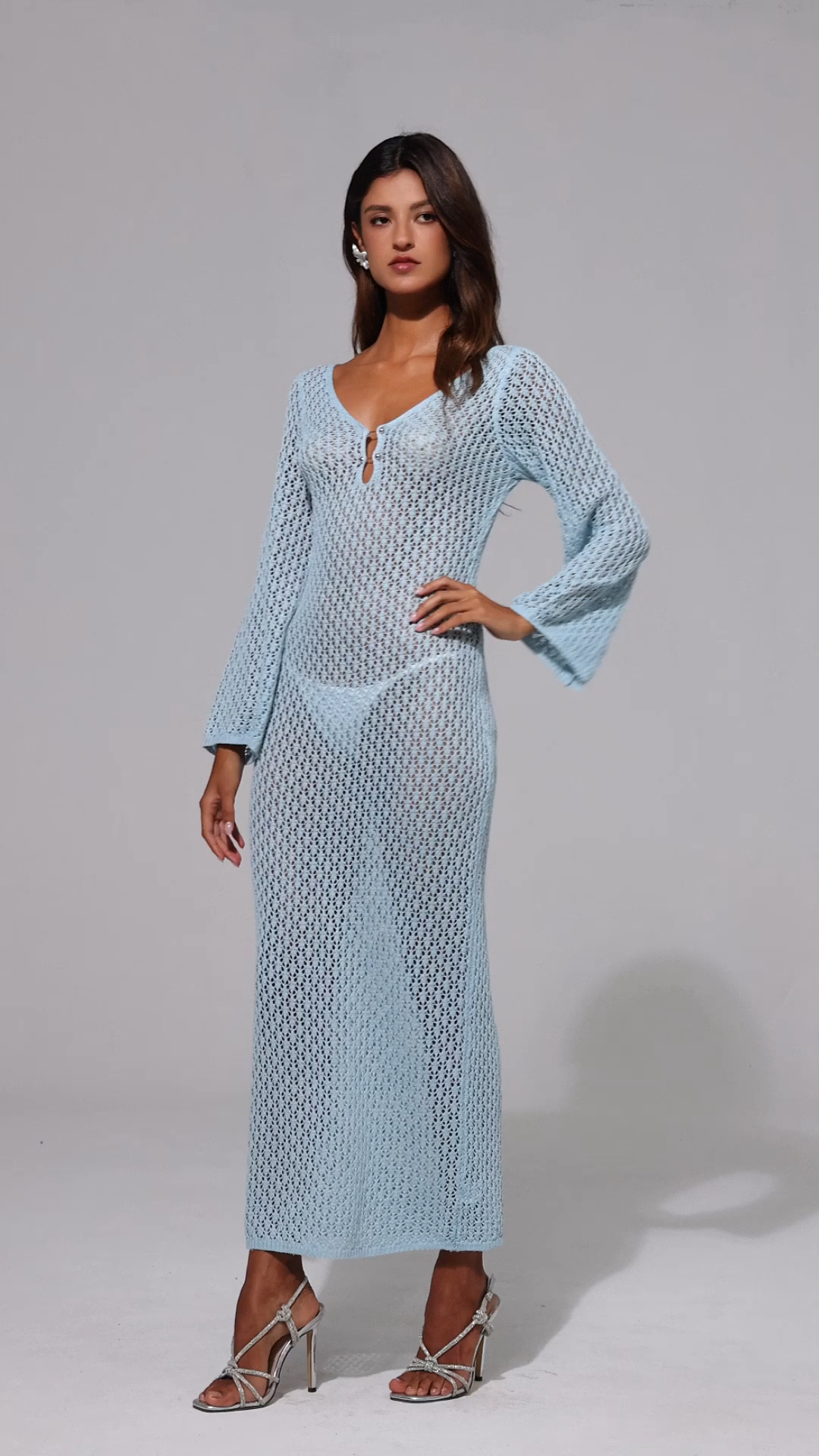 Ellyson Long Sleeves Hollow Out Maxi Dress