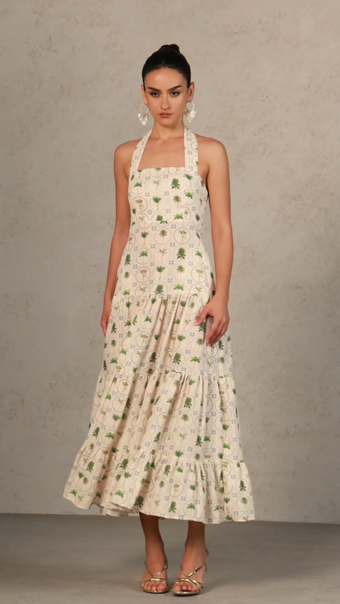 Lydda Halter Floral Printed Maxi Dress