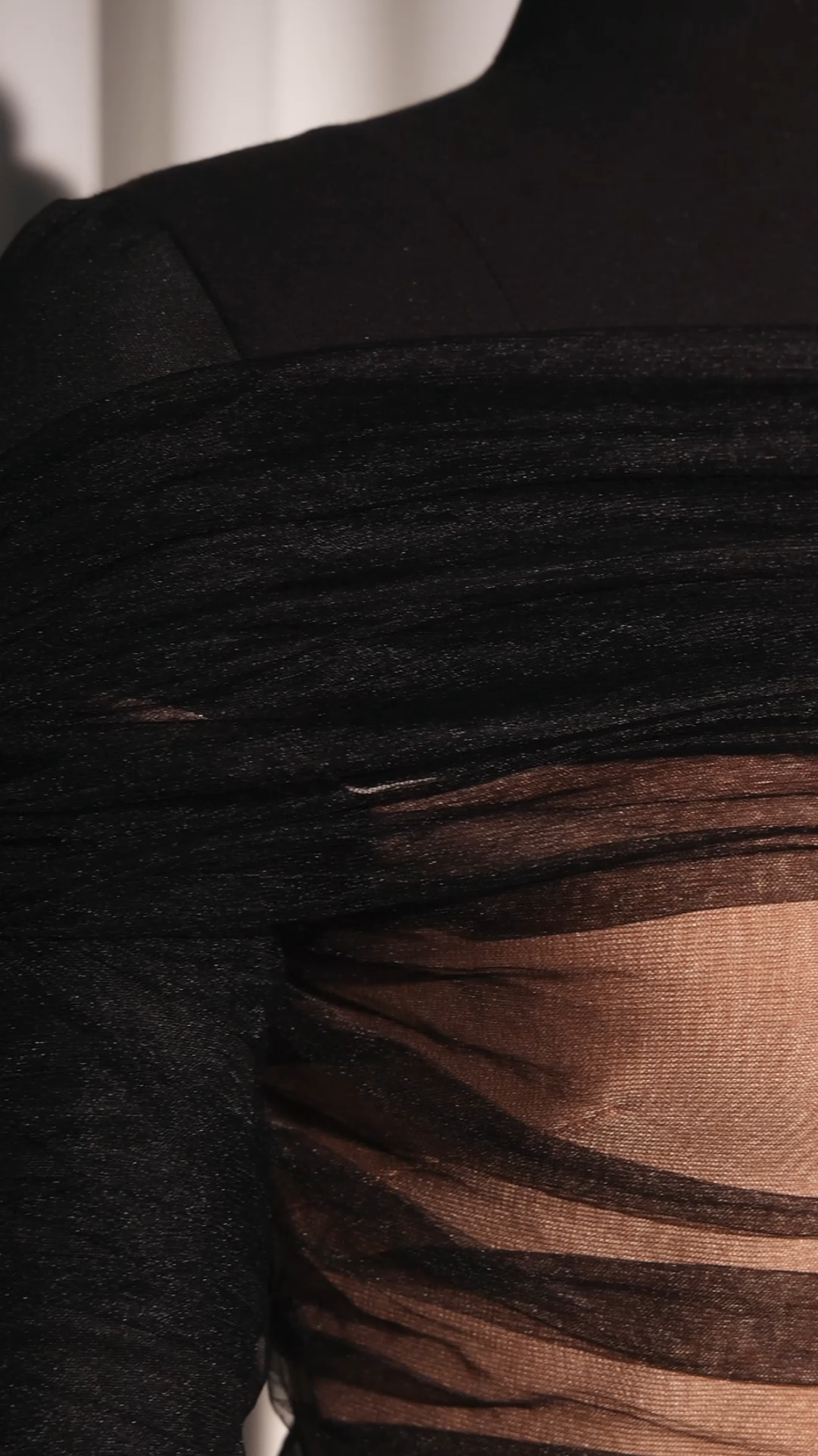 Rowena Ruched Mesh Bandage Midi Dress - Black