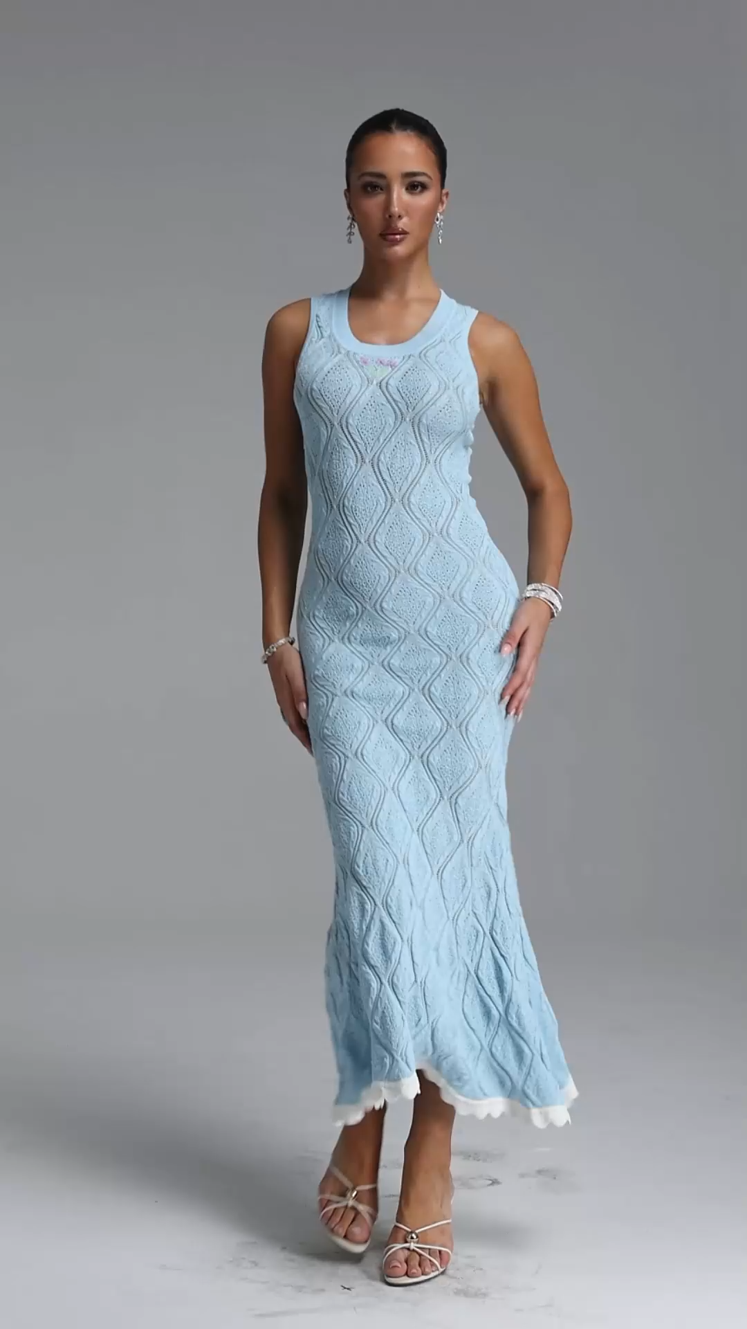 Kaci Elegant Cinched Sleeveless Knit Maxi Dress