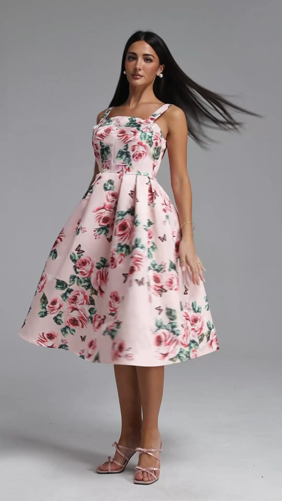 Liliana Resort Flowy Sleeveless Floral Print Woven Midi Dress