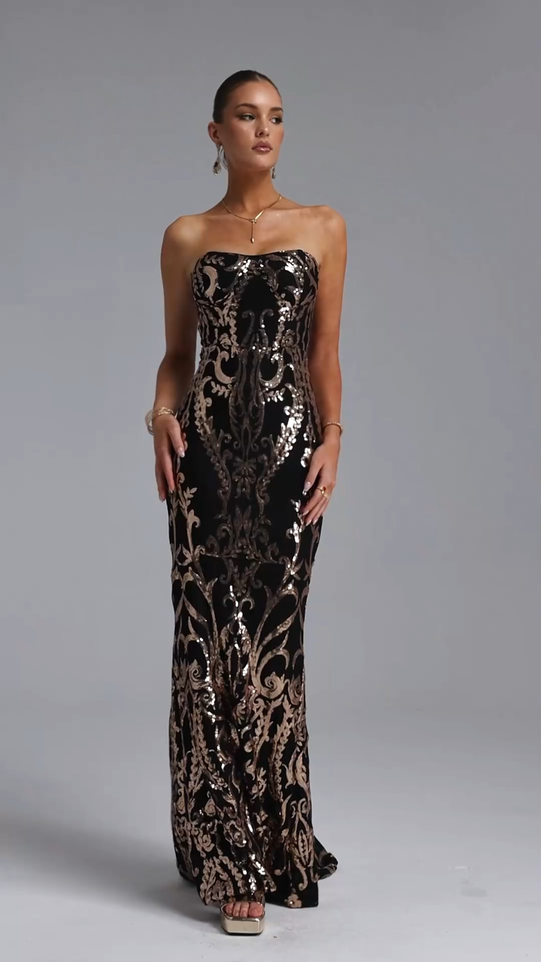 Katya Sleeveless Sequin Maxi Dress