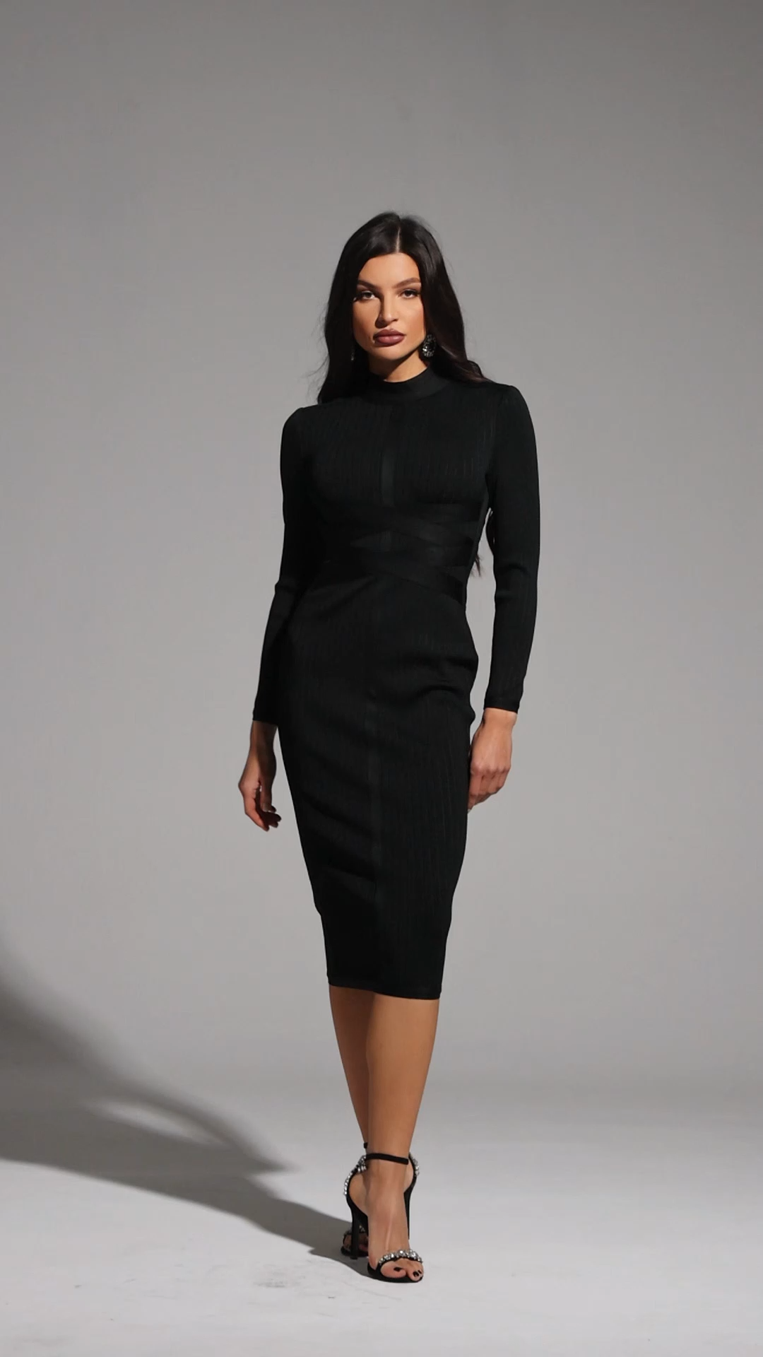 Gabriella Long Sleeve Choker Bandage Maxi Dress