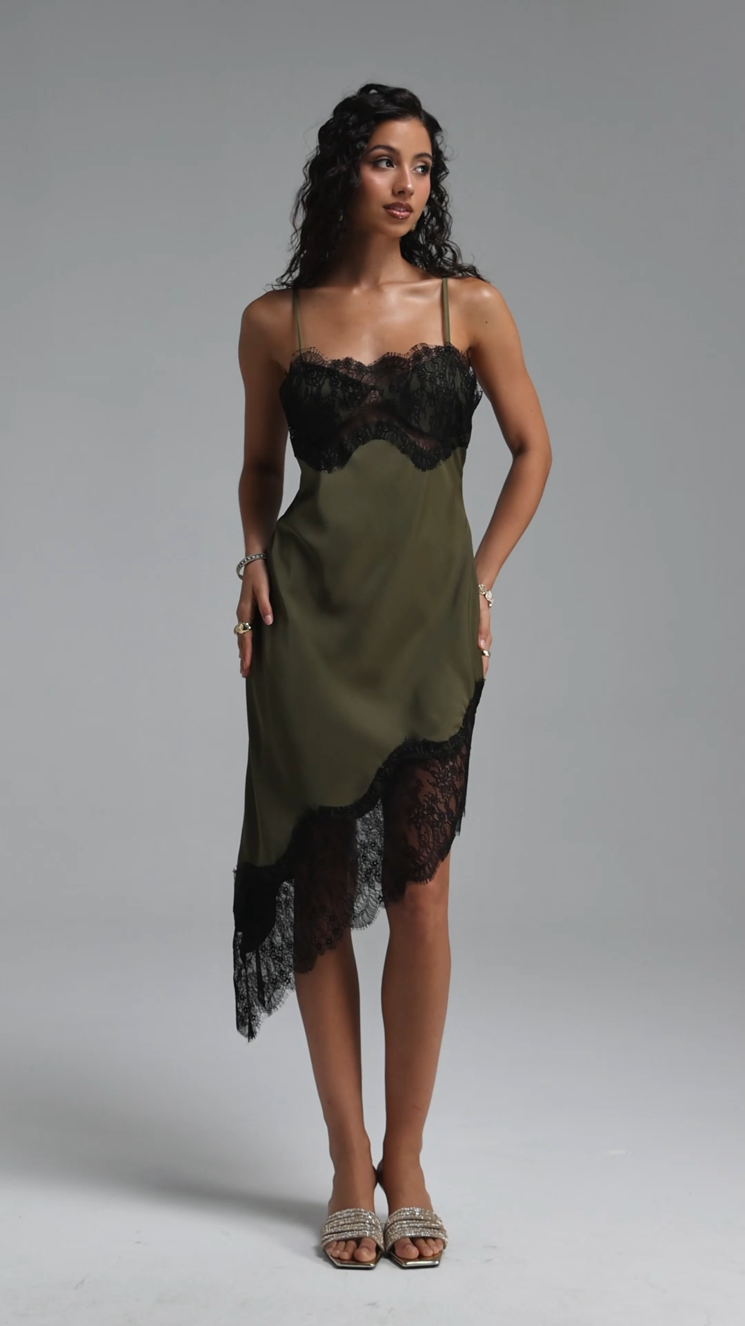 Tyler Sexy Contour Cut Out Lace Inset Satin Mini Dress