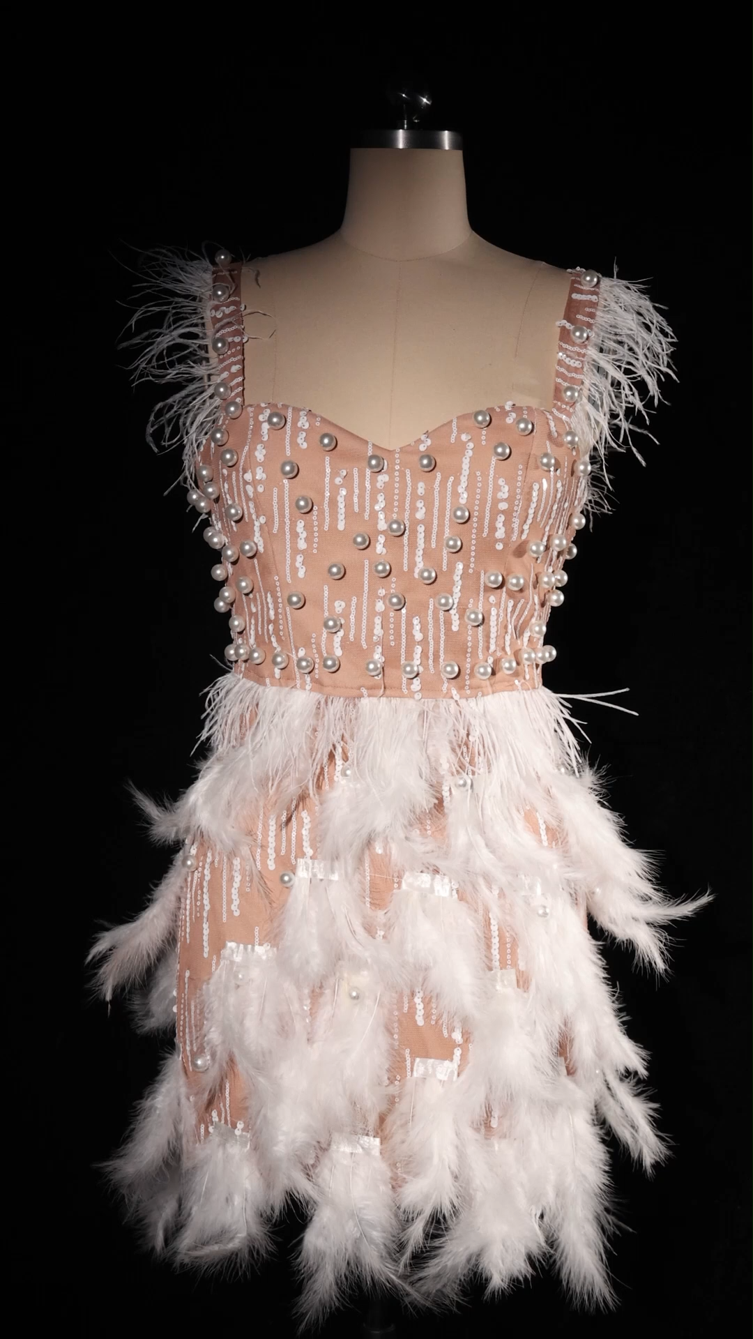Deloris Pearl Feather Mini Dress