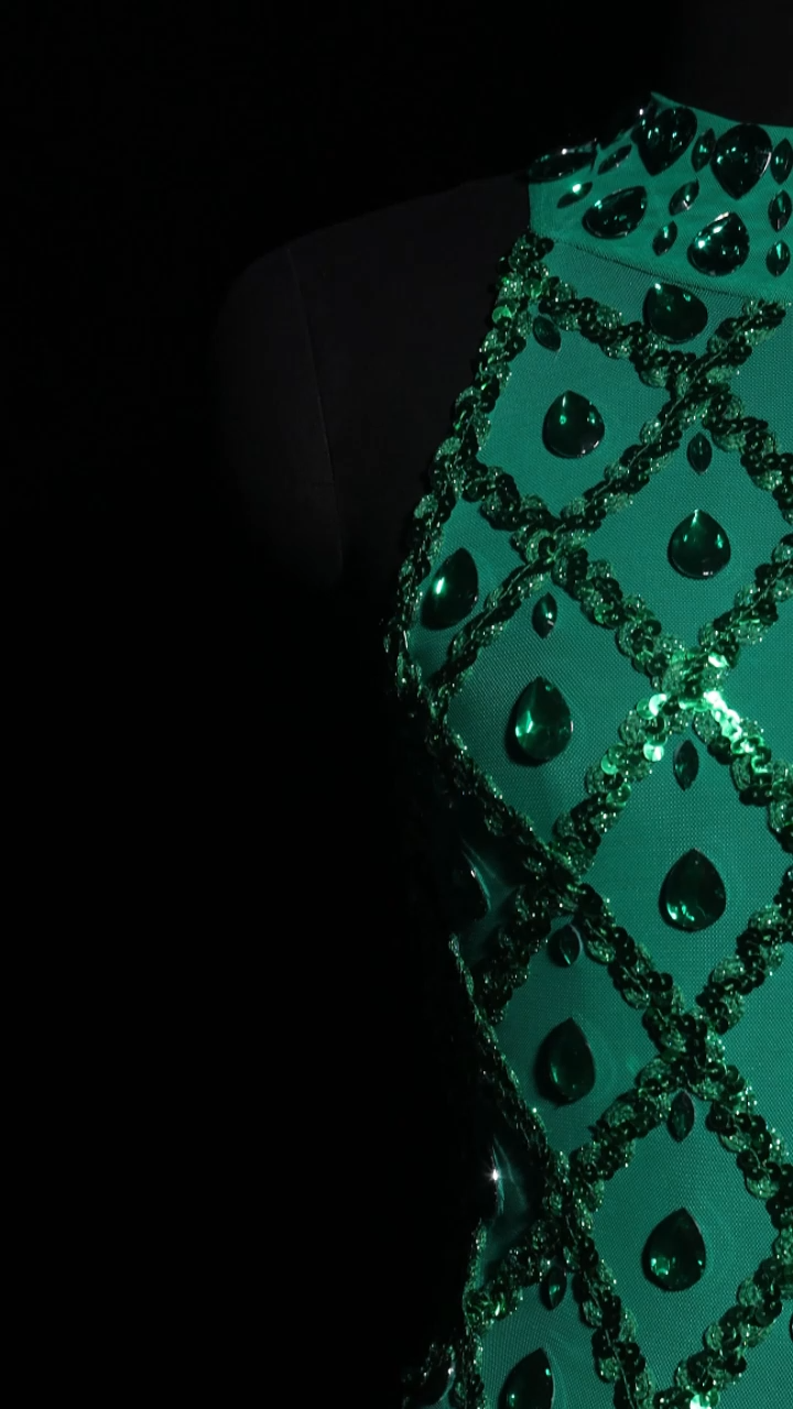 Rhoda Diamante Mesh Maxi Dress