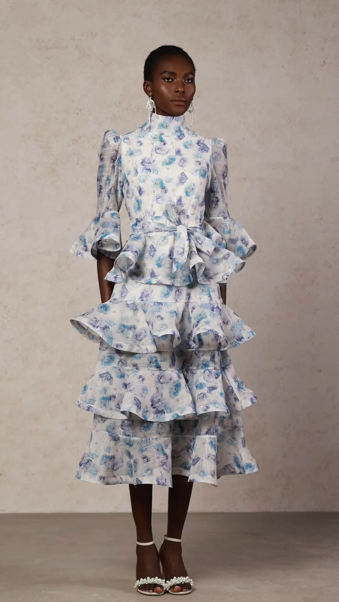 Lilani Floral Printed Layered Midi Dress