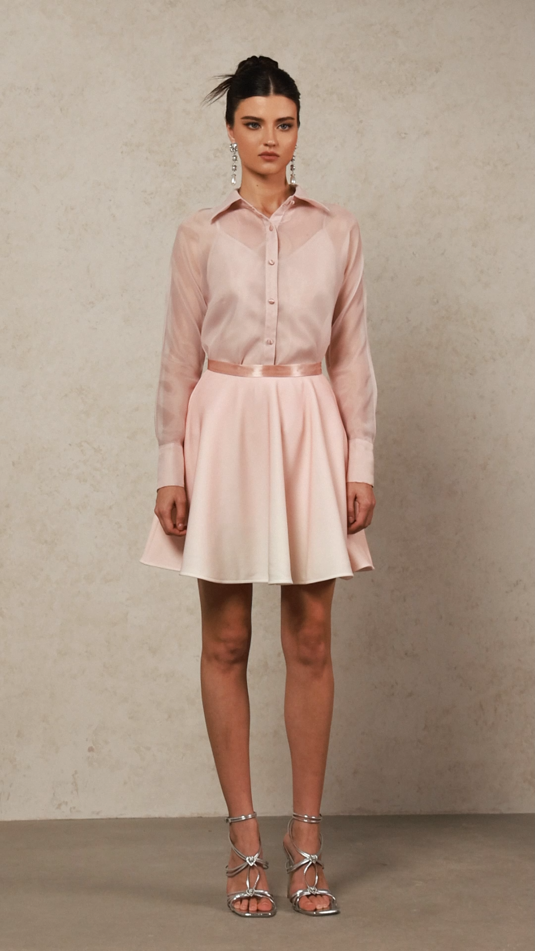 Lestie Lapel Long Sleeves Top And Skirt Two-Piece Set