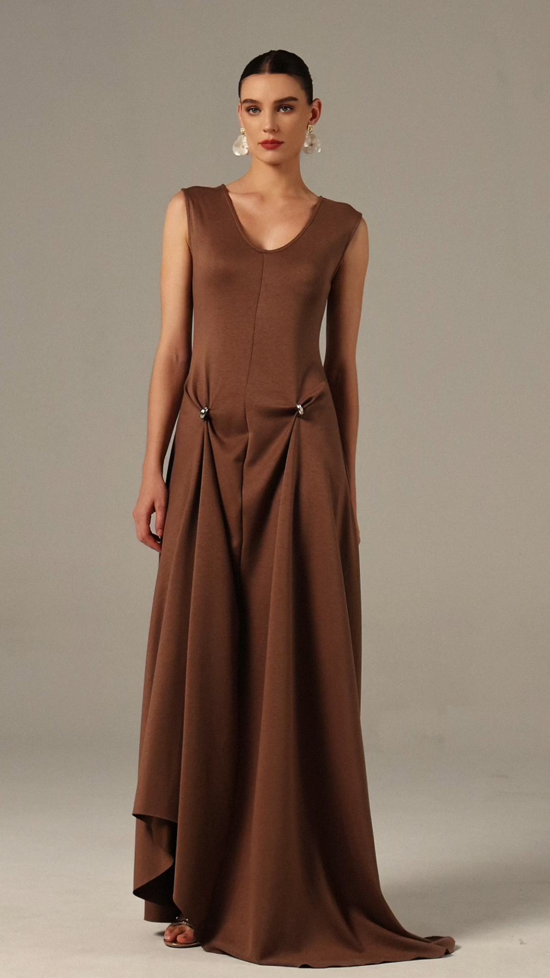 Leyla Sleeveless Asymmetric Maxi Dress