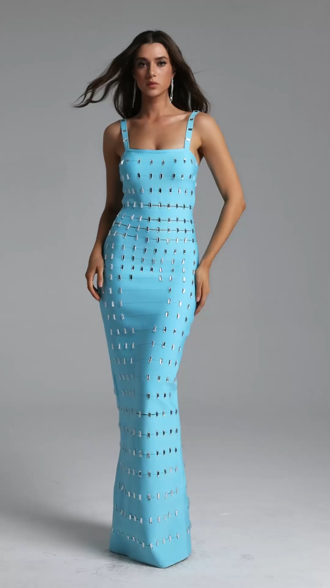 Naya Hollow Diamond Bandage Blue Maxi Dress