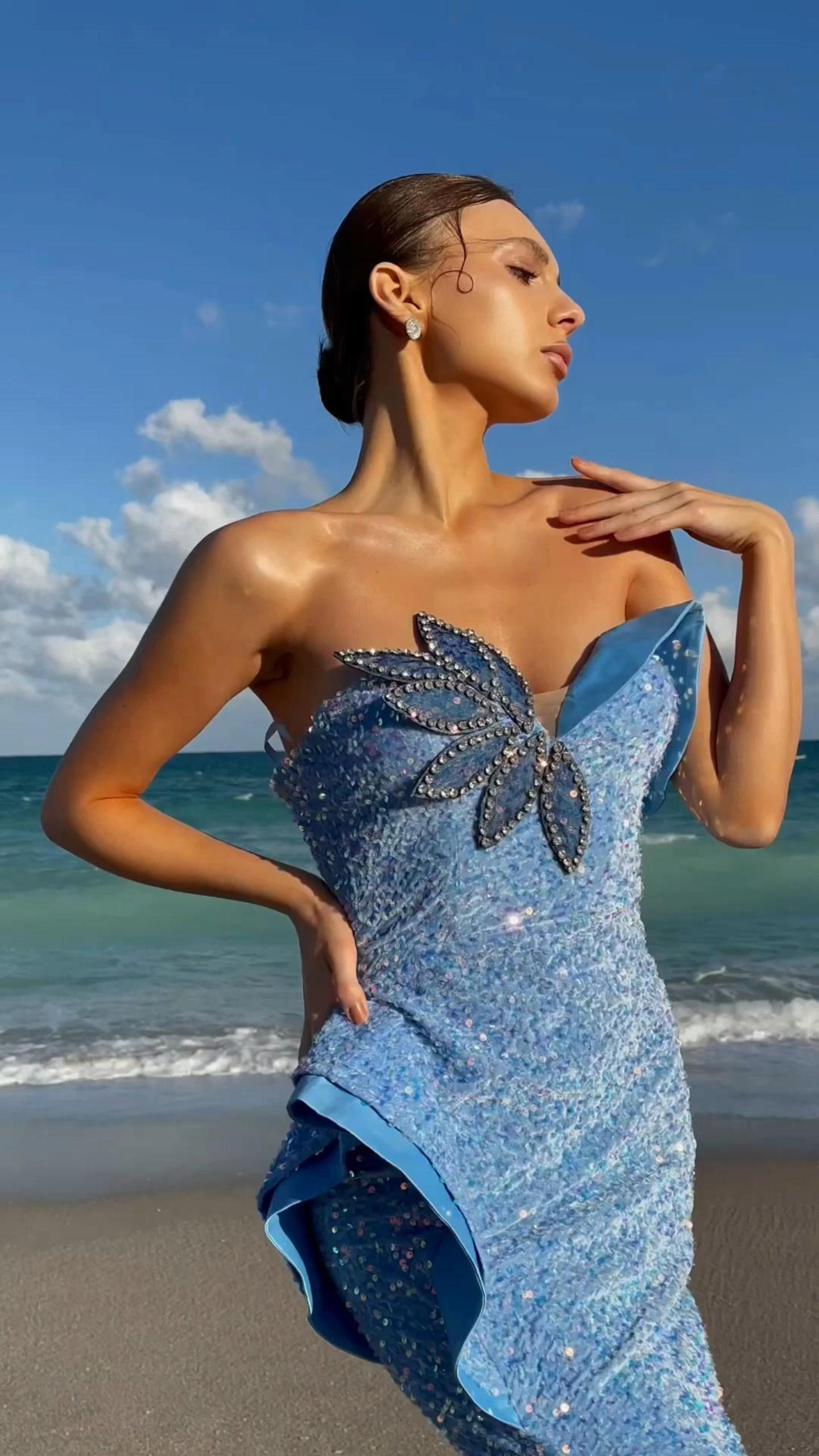 Yaen Strapless Sequin Maxi Dress