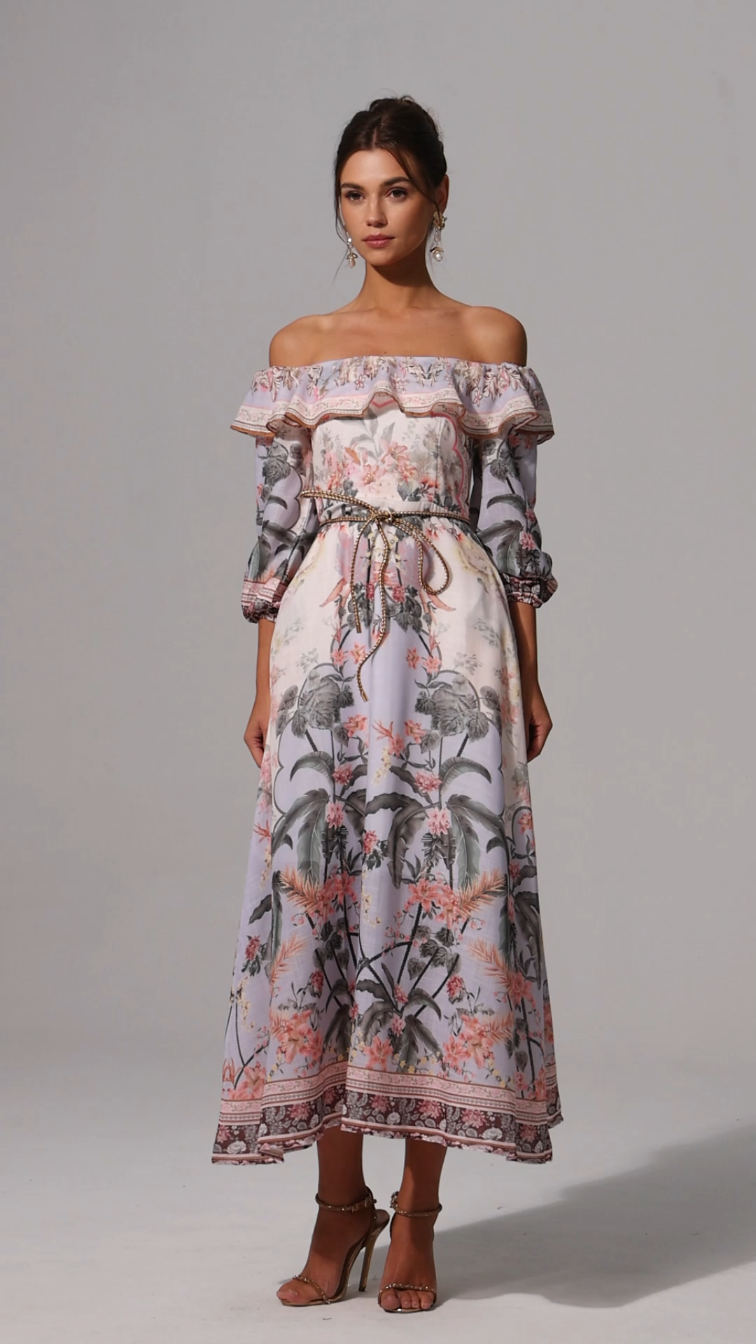 Tanisha Floral Printed Off The Shoulder Maxi Dress