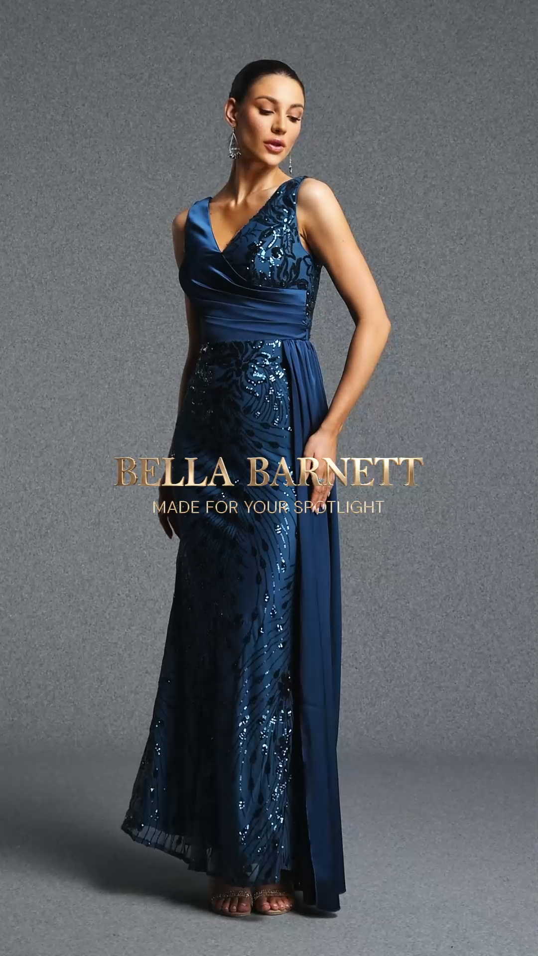 Ernie Elegant Contour V Neck Sleeveless Sequined Maxi Dress