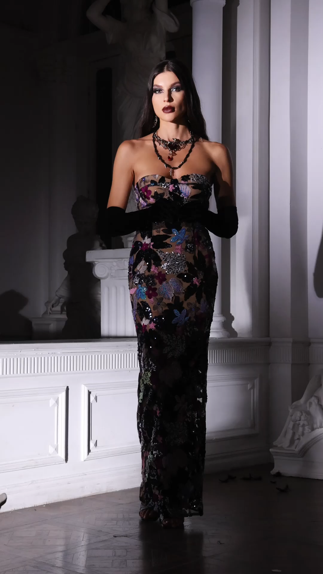 Vivian Floral Sequins Maxi Dress