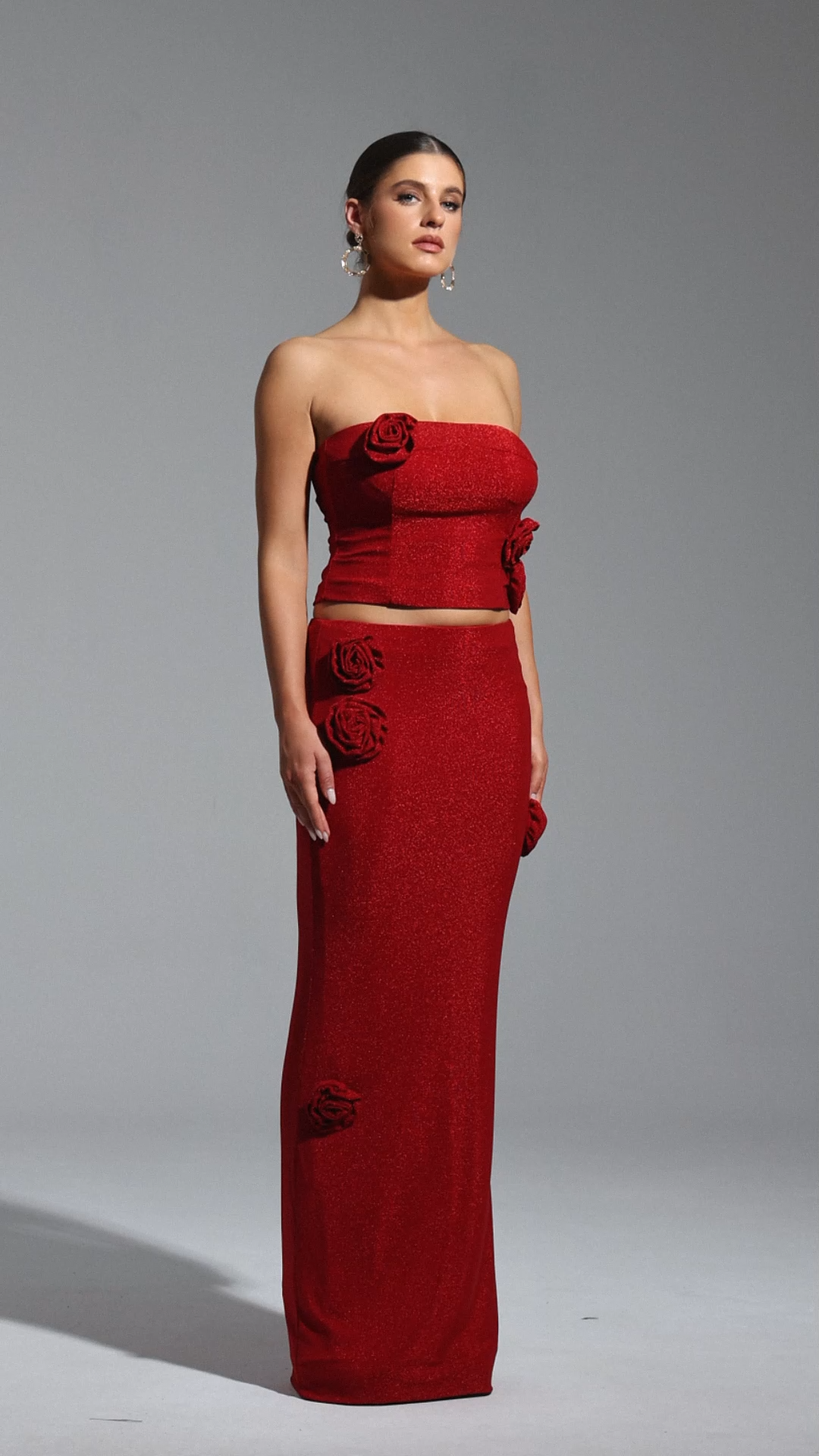 Roline Strapless Flowers Maxi Set