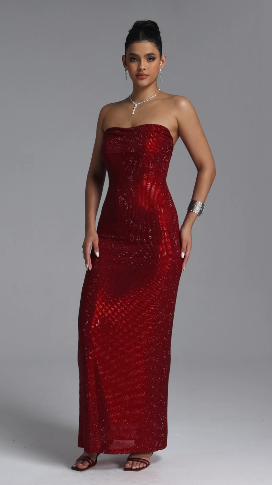 Kerta Romantic Contour Strapless Crystal Maxi Dress