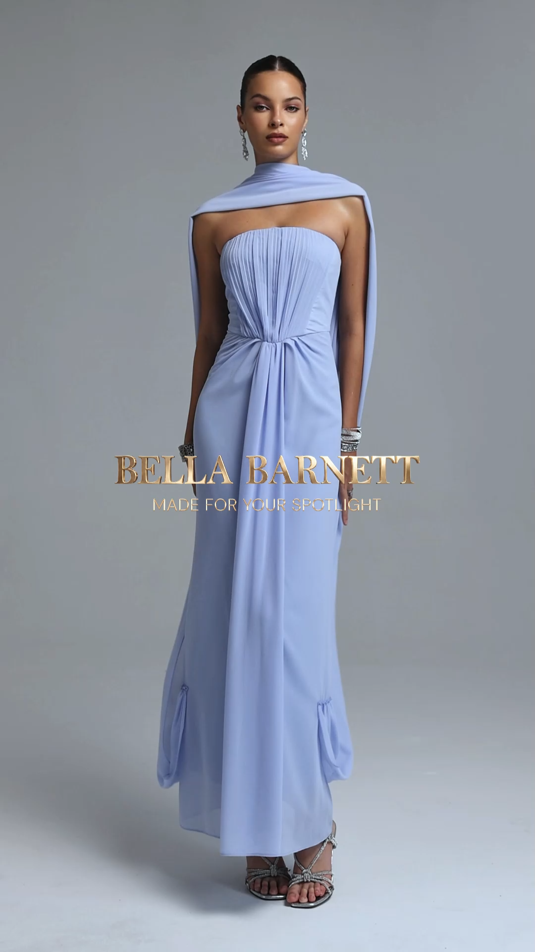 Raee Elegant Flowy Off Shoulder Sleeveless Ruched Chiffon Maxi Dress