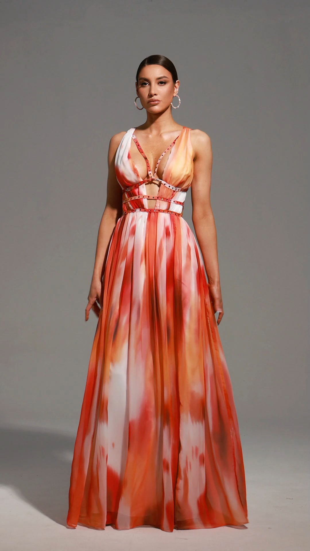 Ierra Sleeveless V-Neck Diamond Maxi Dress