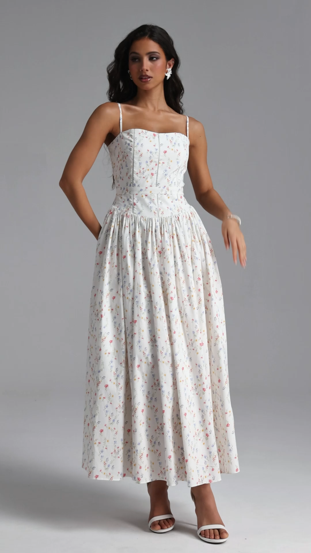 Qerly Resort Flowy Sleeveless Floral Print Maxi Dress