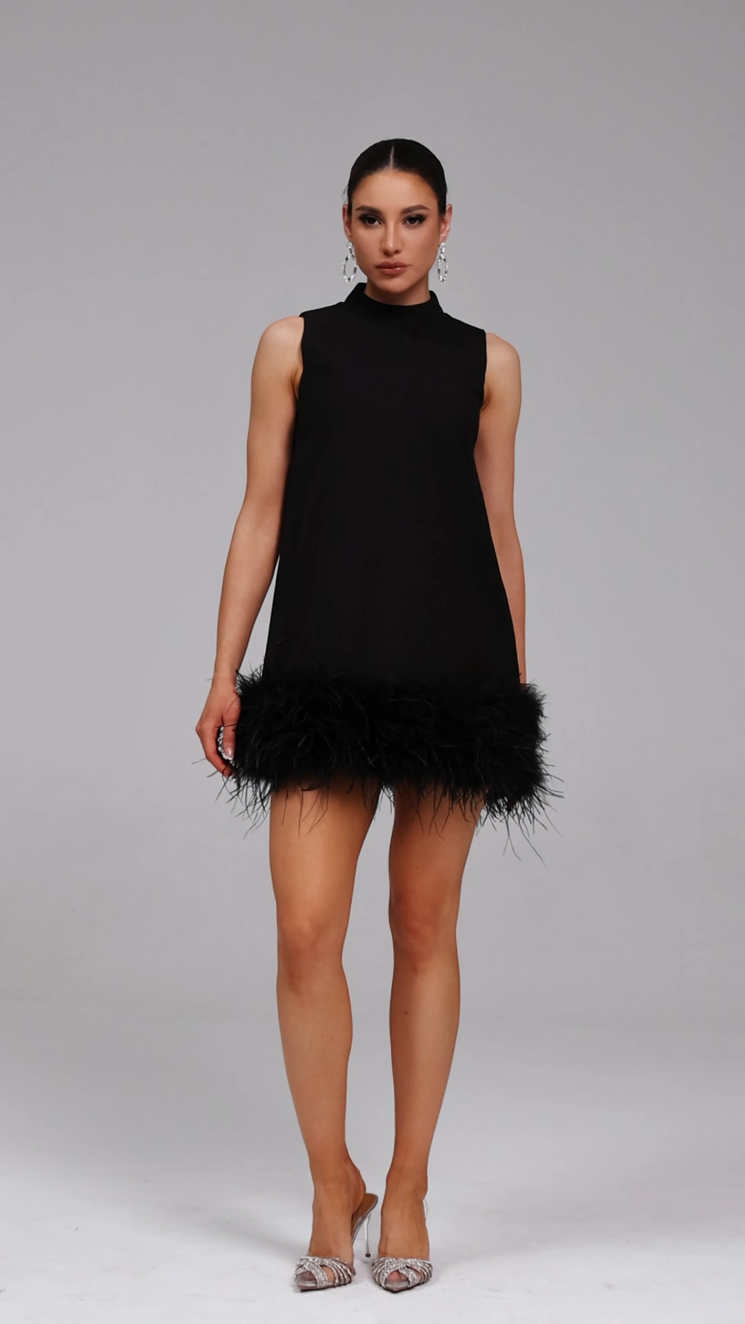 Felicity Sleeveless Feather Mini Dress