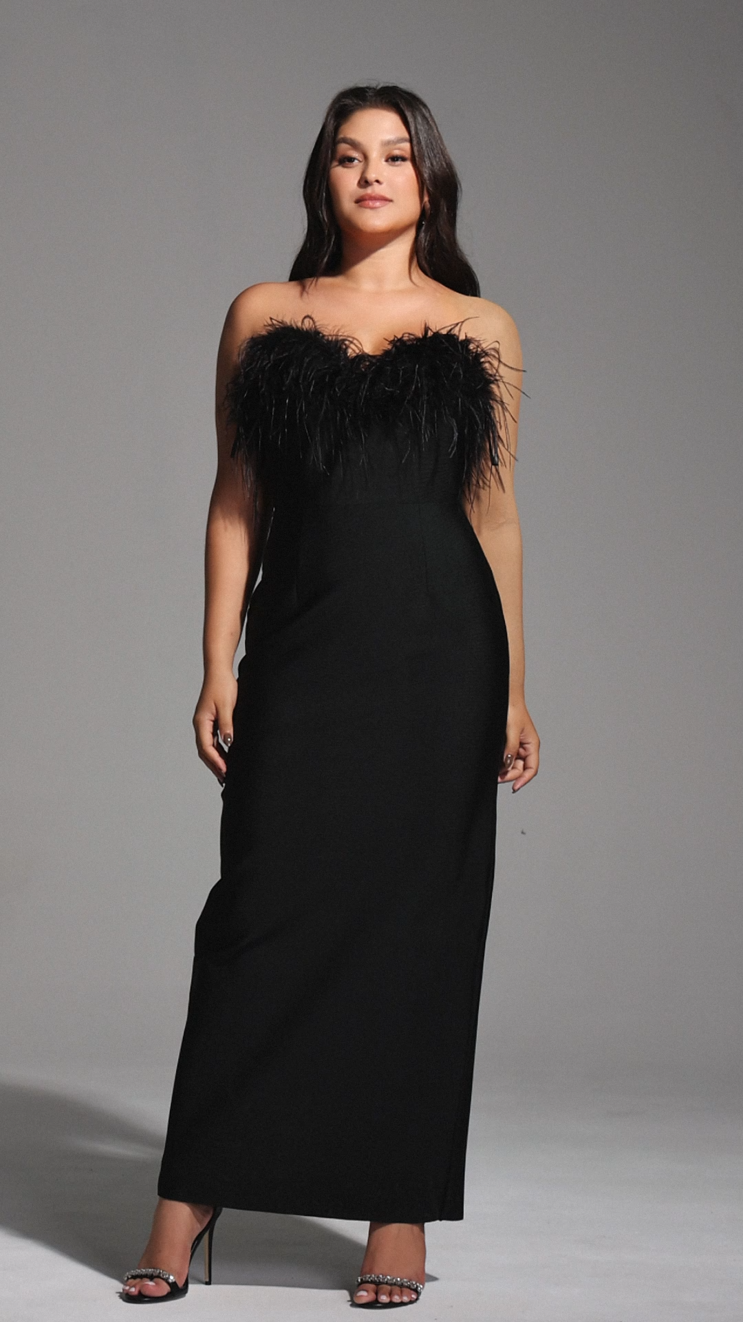 Xuliy Feather Maxi Bandage Dress