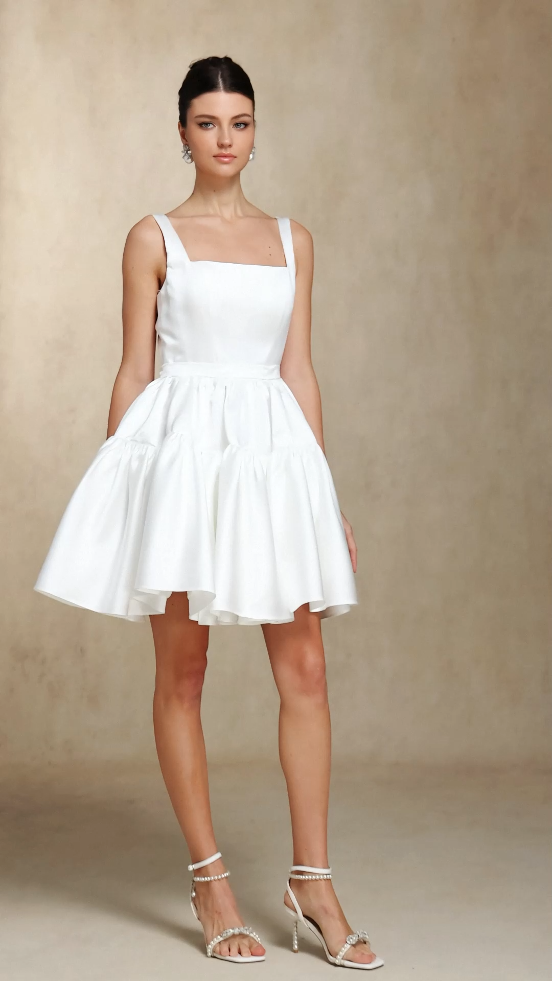 Marlene Fang Ling Simple Pleated Mini wedding dress