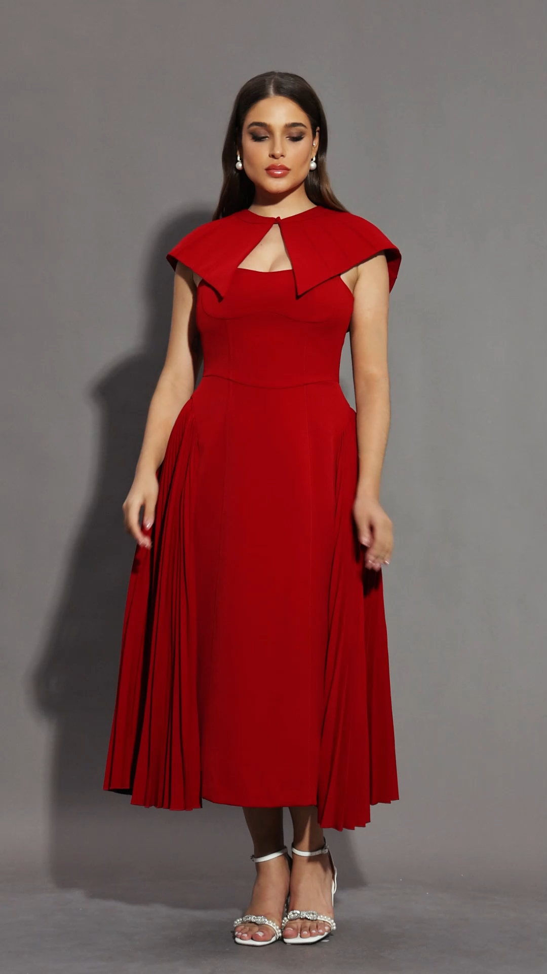 Verna Halter Folds Maxi Dress