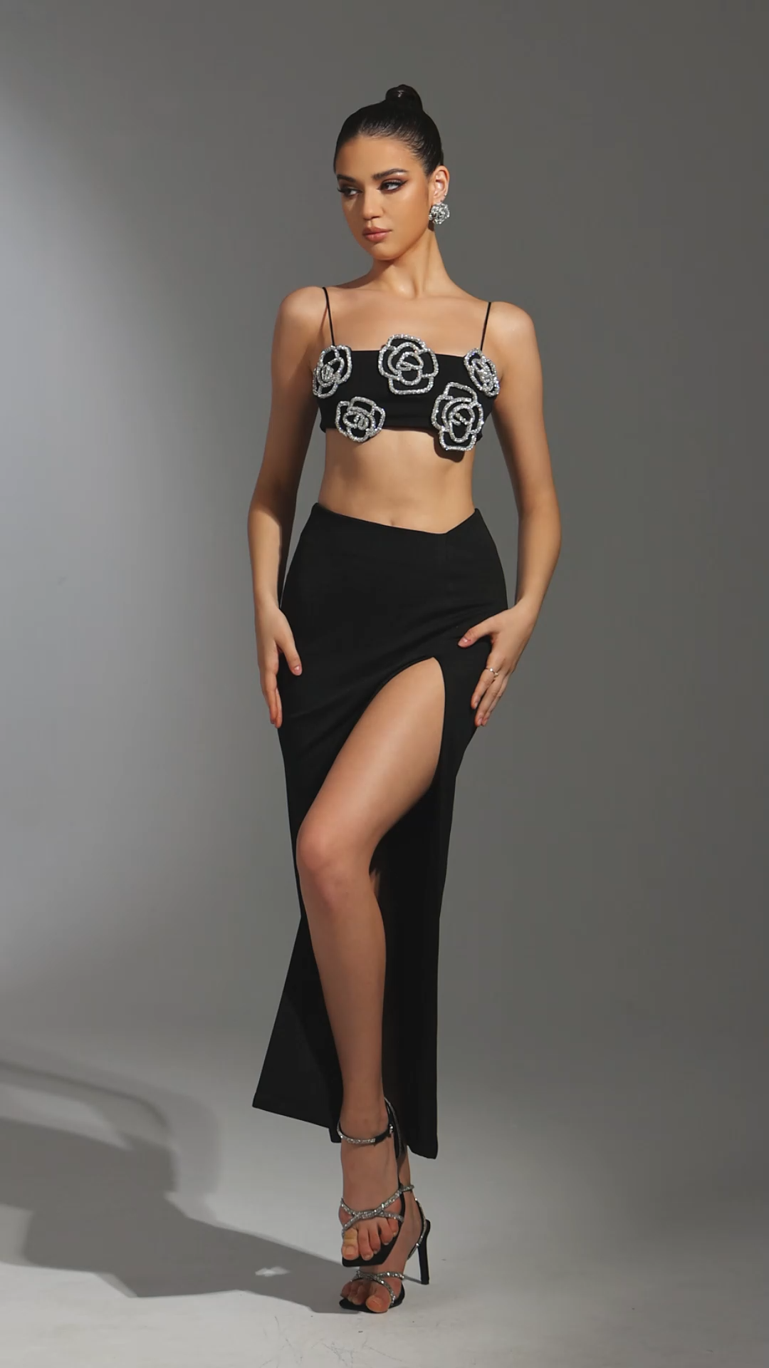 Shaylah Sleeveless Flower Slit Bandage Maxi Two Piece Set