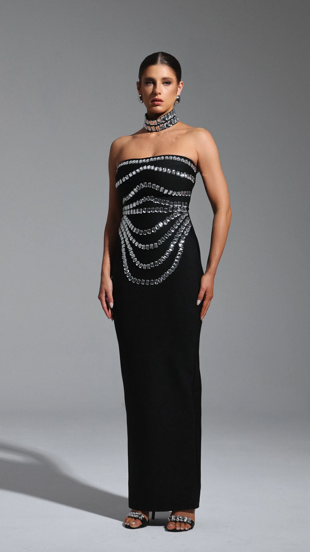 Wanda Sleeveless Diamond Bandage Maxi Dress