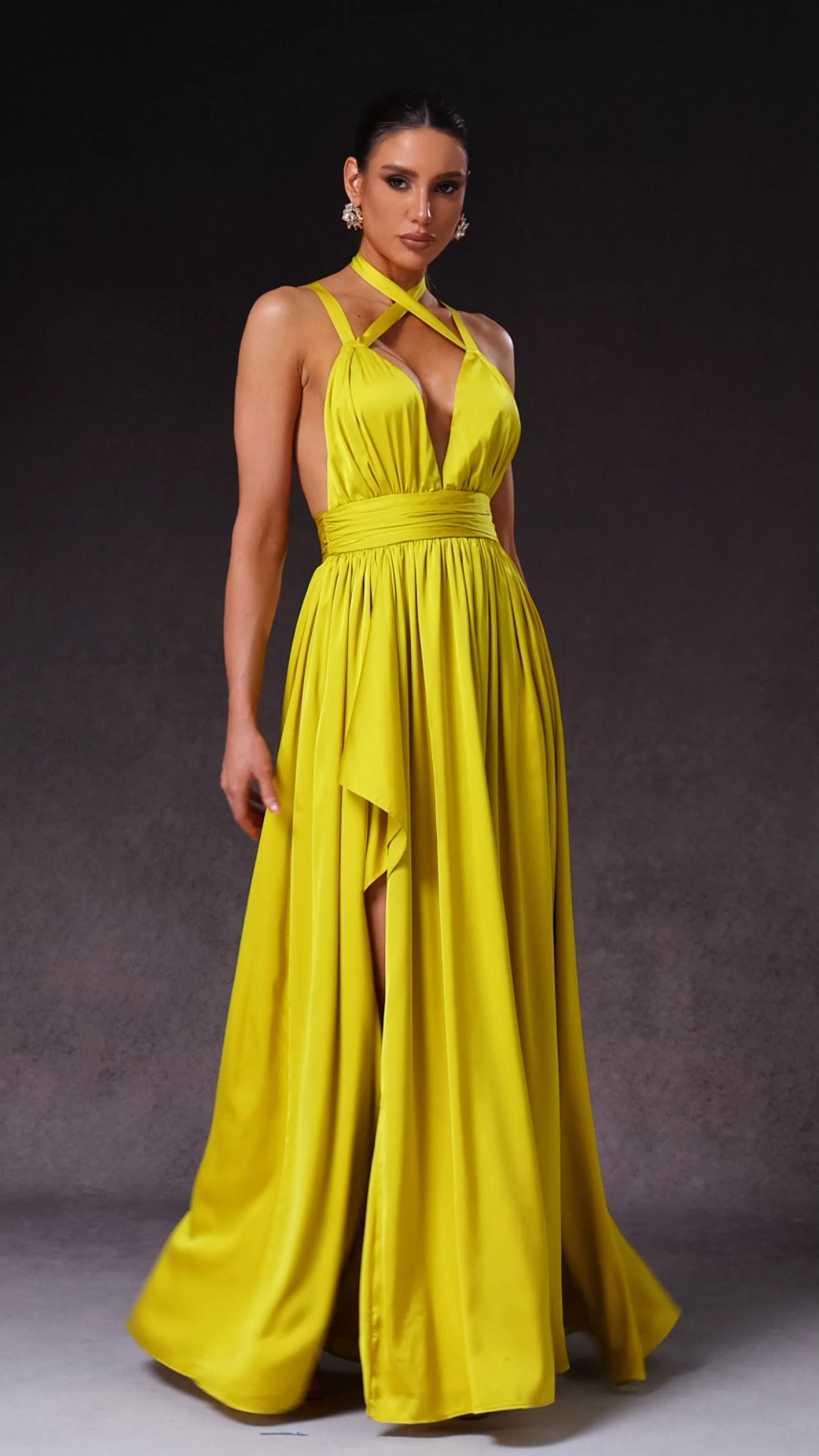 Habane Sleeveless V-Neck Slit Maxi Dress