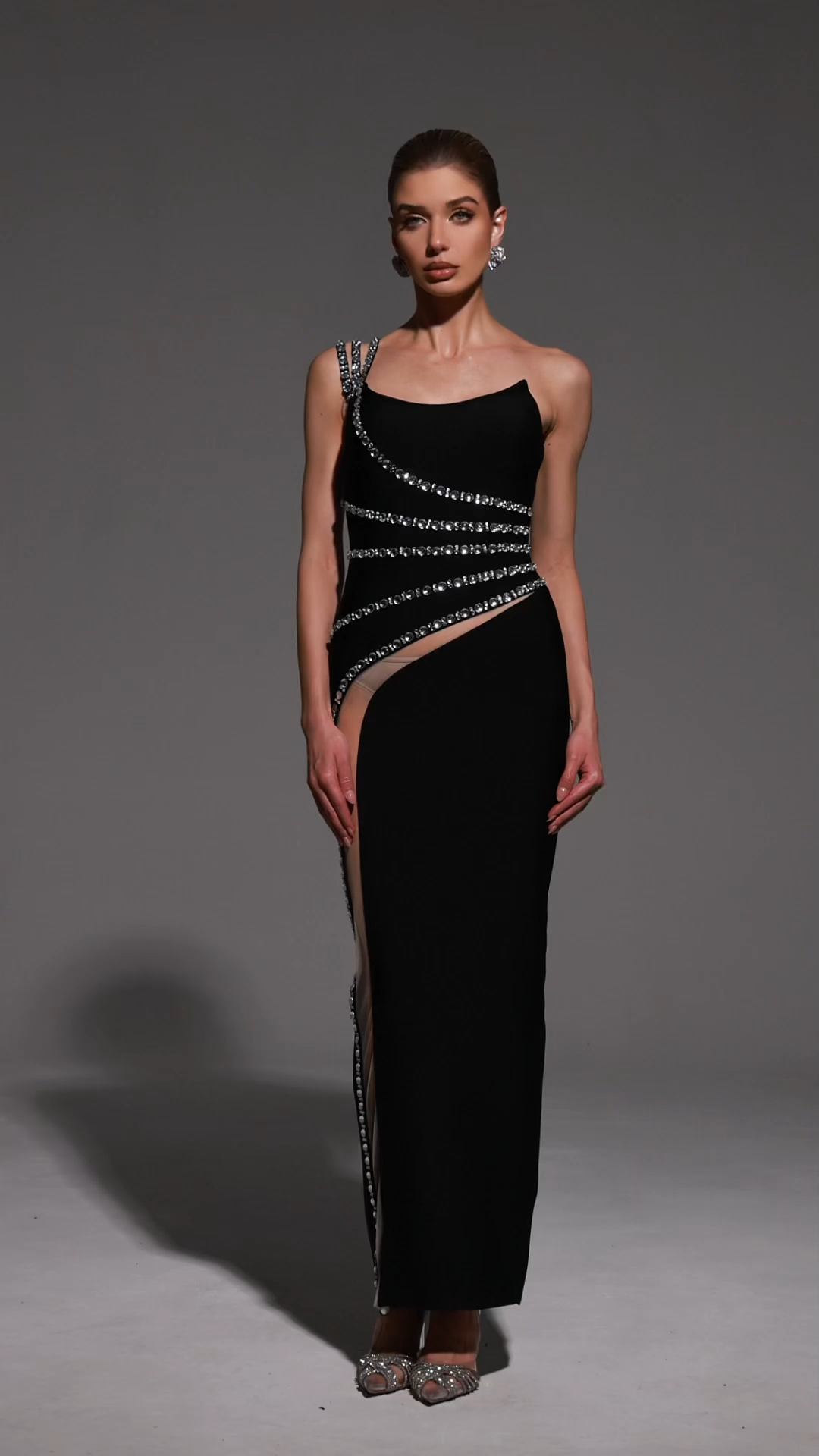 Saloiy Sleeveless Diamond Bandage Maxi Dress