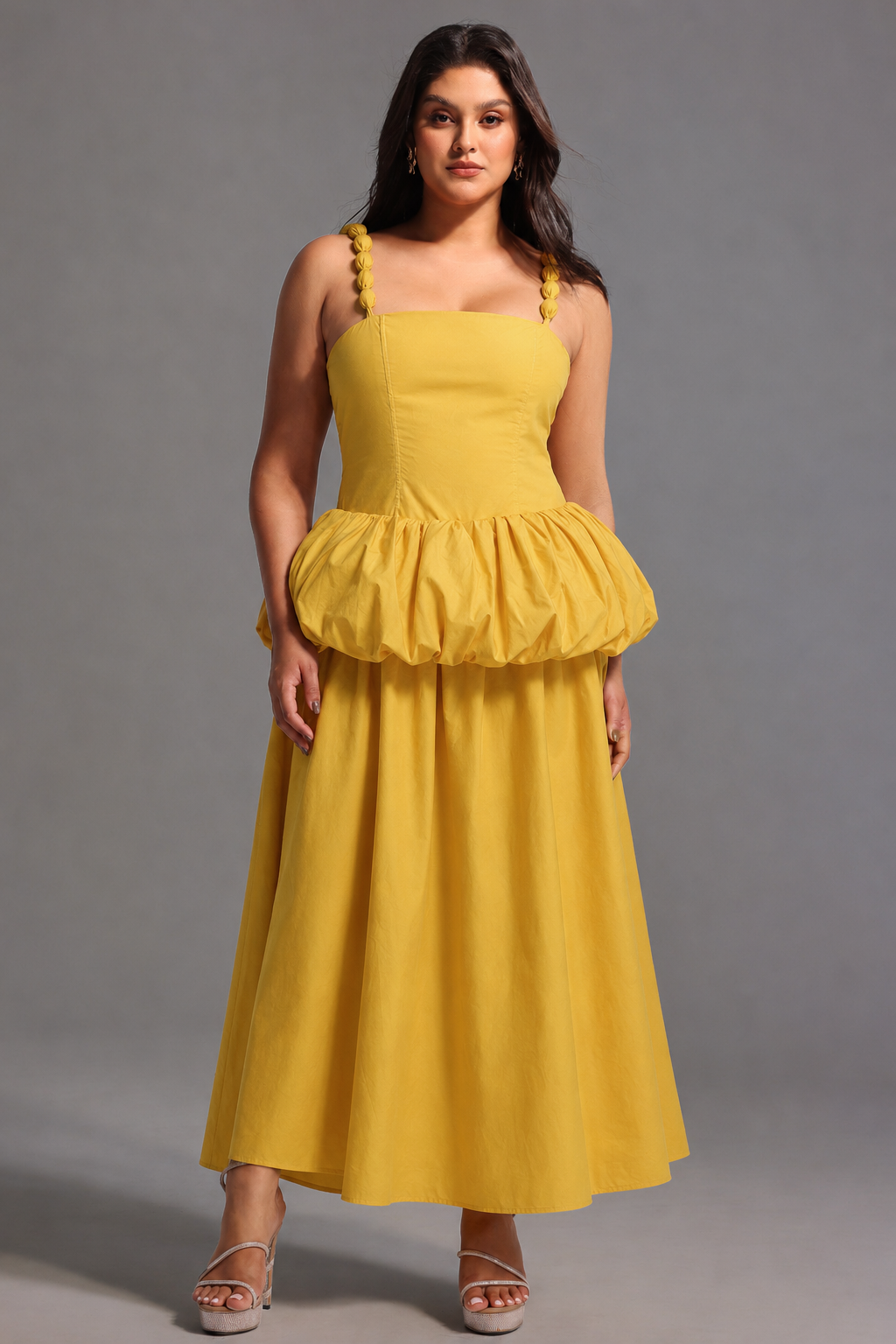 Sierra Classic Tailored Square Neck Puff Maxi Dress