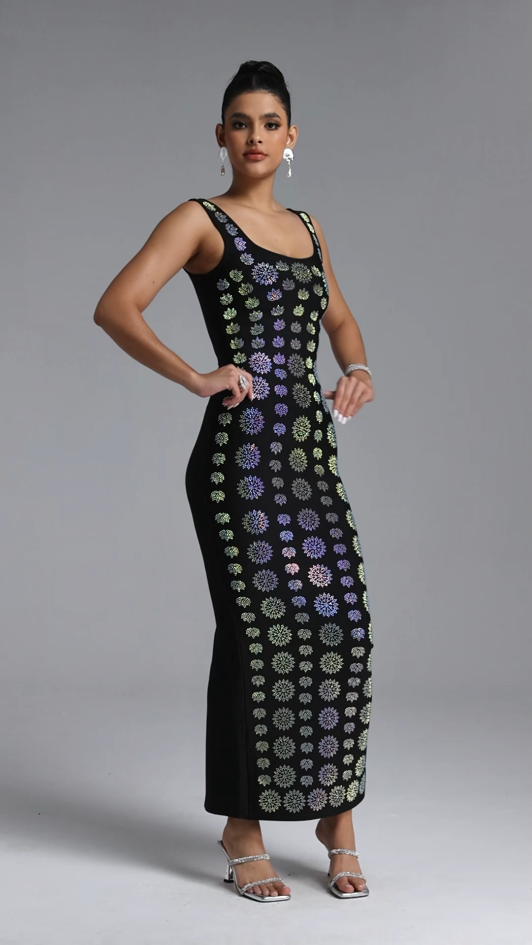Lisa Chic Contour Crystal Bandage Maxi Dress