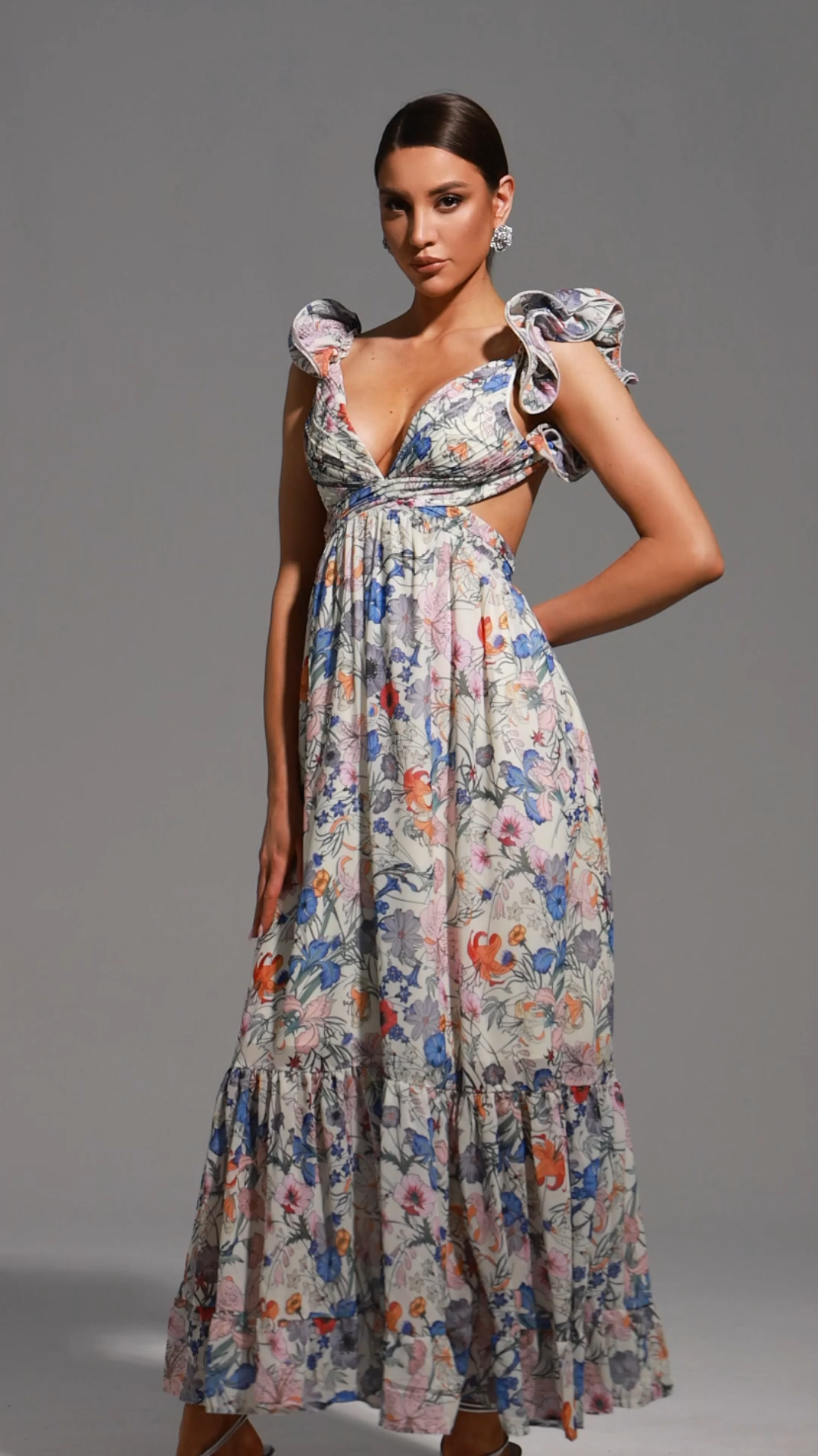 Melany Sleeveless Floral Printed Maxi Dress