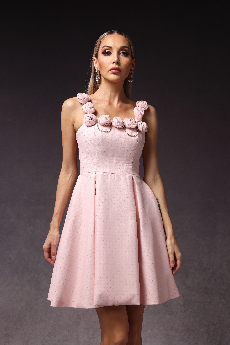 Sanna Sleeveless Flowers Diamond Mini Dress