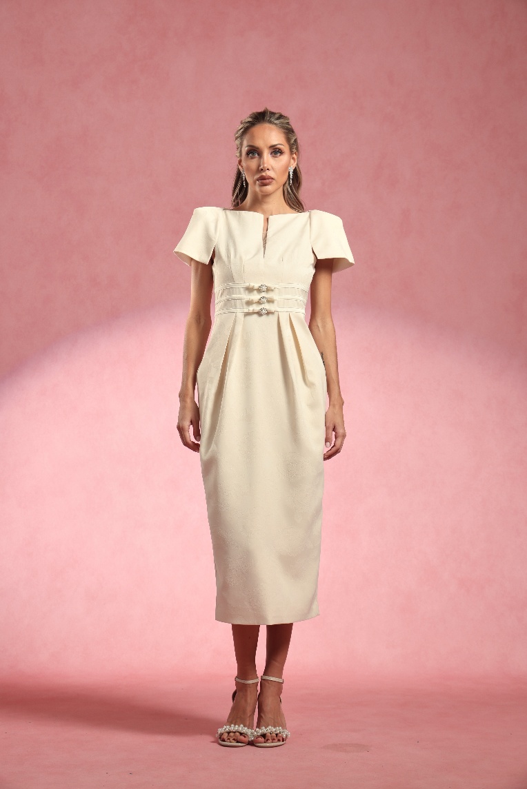 Pascale Short Sleeve Bow Diamond Maxi Dress