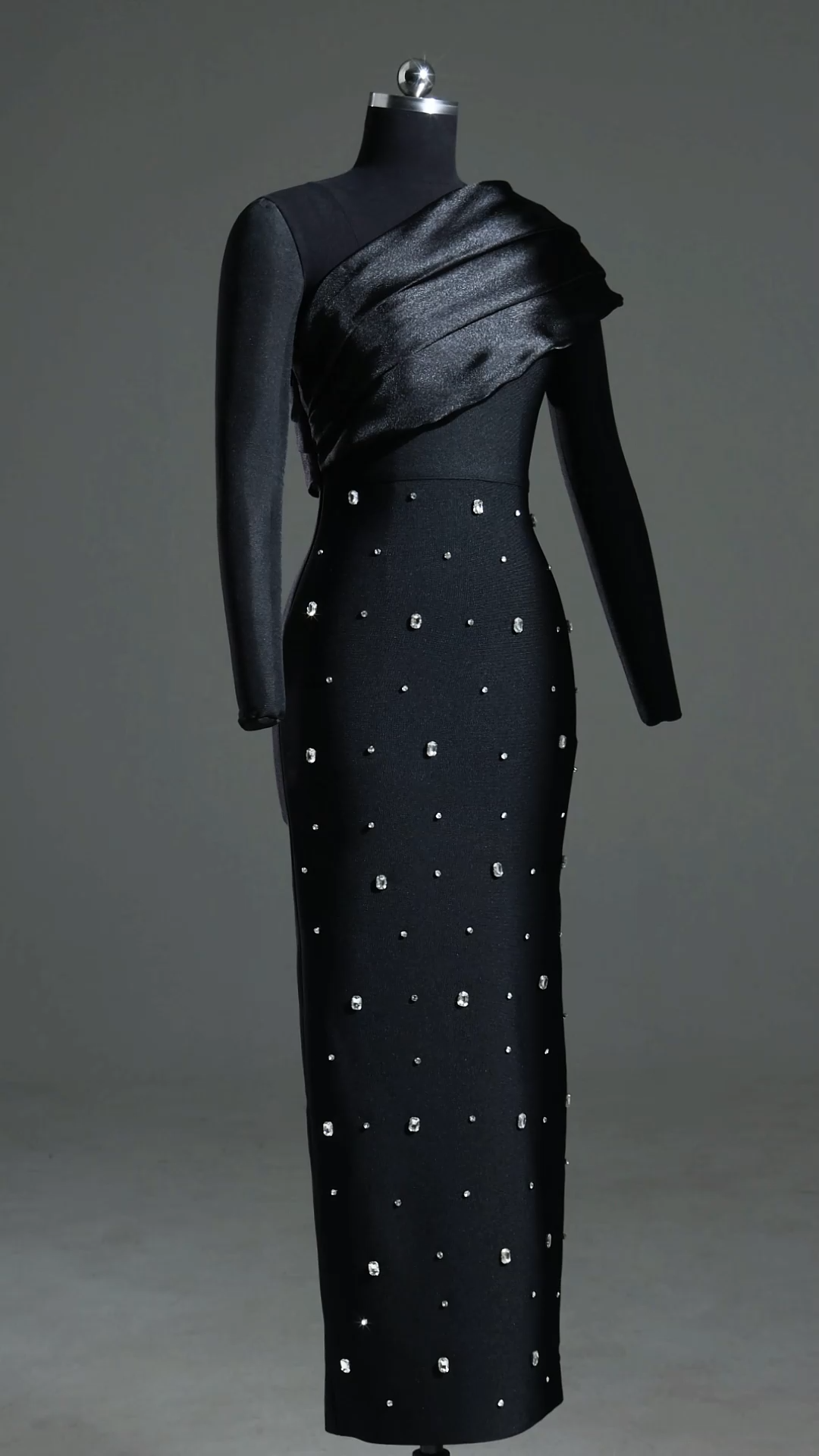 Ninon One Shoulder Sleeveless Diamond Bandage Maxi Dress