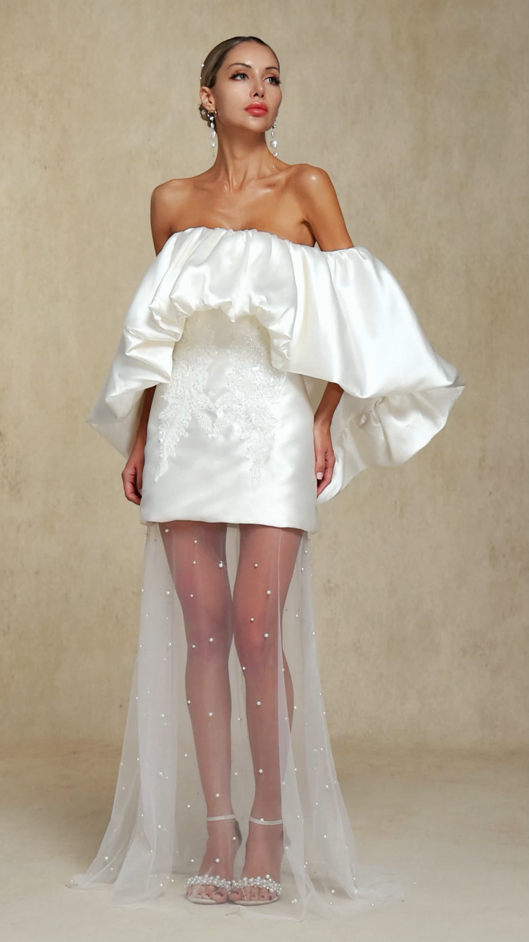 Lilya Off-the-shoulder pearl embroidery long wedding dress