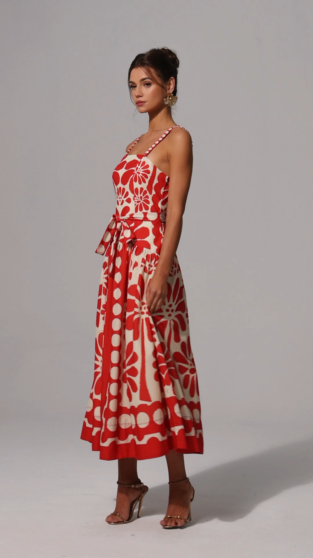 Valerie Halter Floral Printed Bowknot Maxi Dress