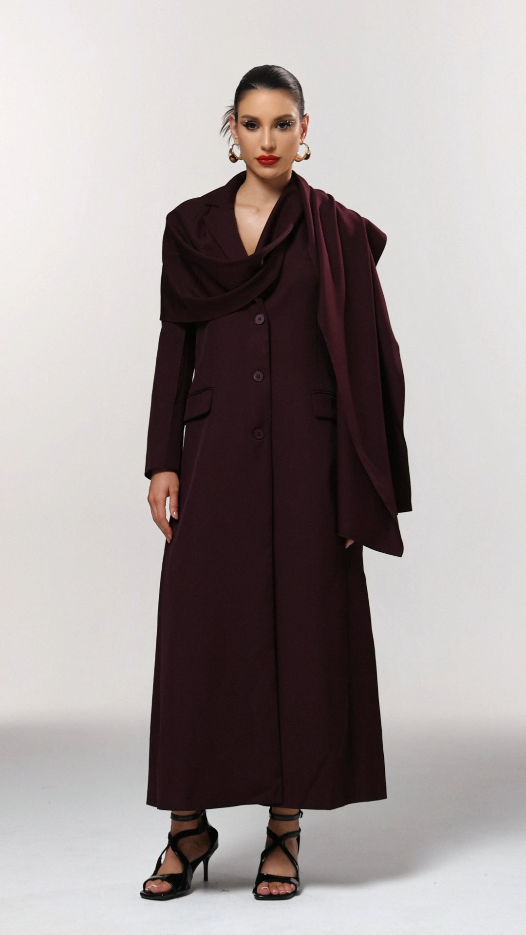 Vienna Classic Tailored Long Sleeve Draped Scarf Coat – Bellabarnett