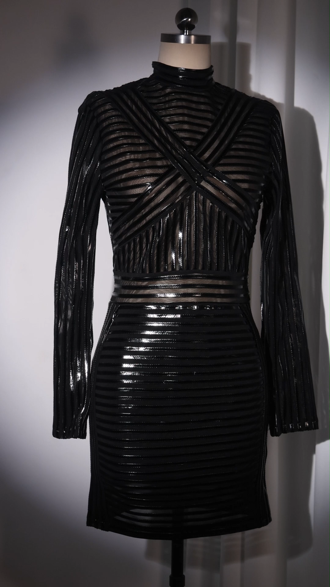 Jamie Stripe Eco-Leather Mini Dress