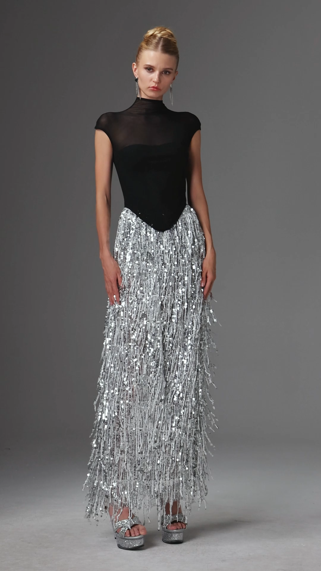 Glamorous Contour Corset Fringe Skirt Two Piece Set